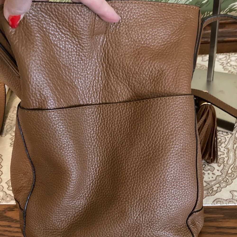 MICHAEL Michael Kors Brown Pebbled Leather Shoulder Bag with Tassels - Picture 12 of 14